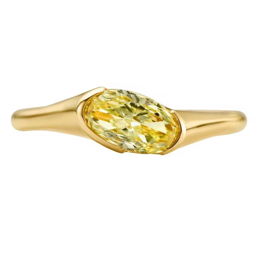 14K Yellow Gold Oval Gemstone Ring with East-West Setting